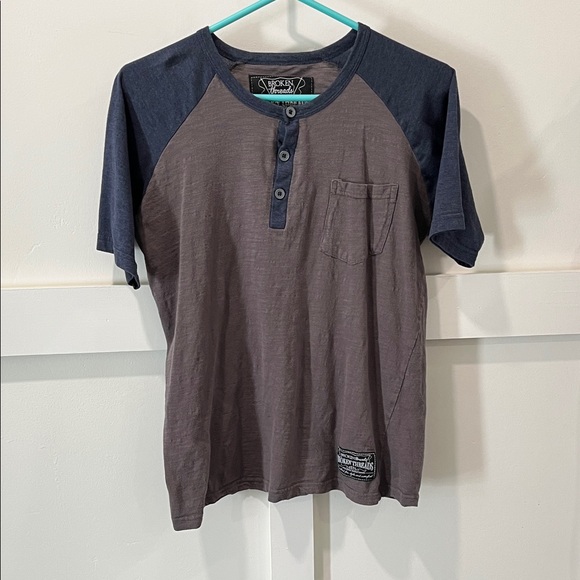 Men's Two-Tone Henley Shirt - Picture 1 of 3